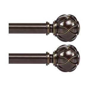 NEW! 2 KAMANINA 1” Curtain Rod Telescoping Single Drapery Rod 28”- 48” BRONZE